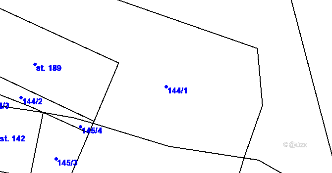 Parcela st. 144/1 v KÚ Tavíkovice, Katastrální mapa