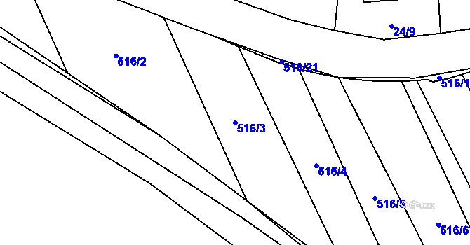 Parcela st. 516/3 v KÚ Tavíkovice, Katastrální mapa