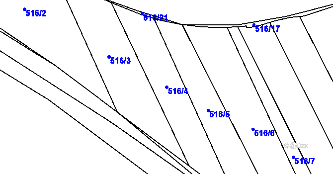Parcela st. 516/4 v KÚ Tavíkovice, Katastrální mapa