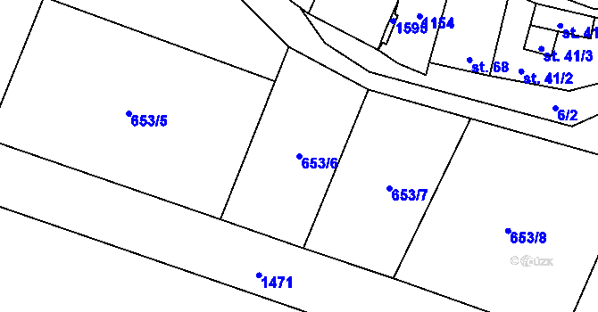 Parcela st. 653/6 v KÚ Tavíkovice, Katastrální mapa