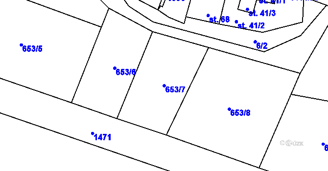 Parcela st. 653/7 v KÚ Tavíkovice, Katastrální mapa