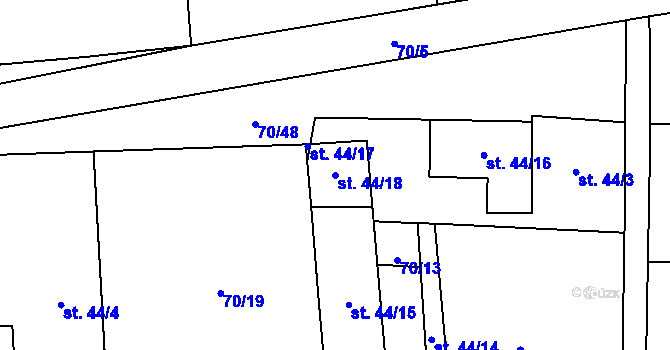 Parcela st. 44/18 v KÚ Tavíkovice, Katastrální mapa
