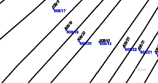 Parcela st. 608/20 v KÚ Tavíkovice, Katastrální mapa