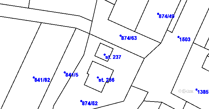 Parcela st. 237 v KÚ Tavíkovice, Katastrální mapa