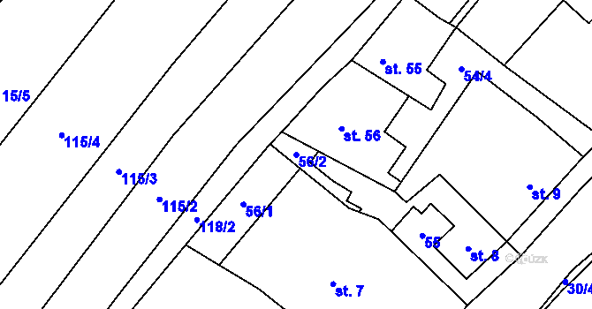 Parcela st. 56/2 v KÚ Tavíkovice, Katastrální mapa