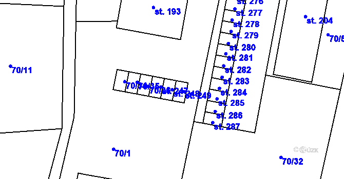 Parcela st. 248 v KÚ Tavíkovice, Katastrální mapa