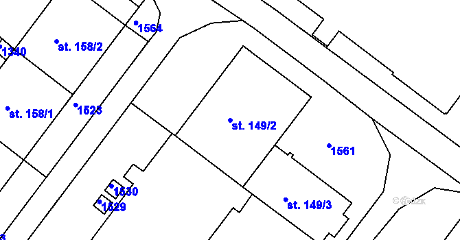 Parcela st. 149/2 v KÚ Tavíkovice, Katastrální mapa