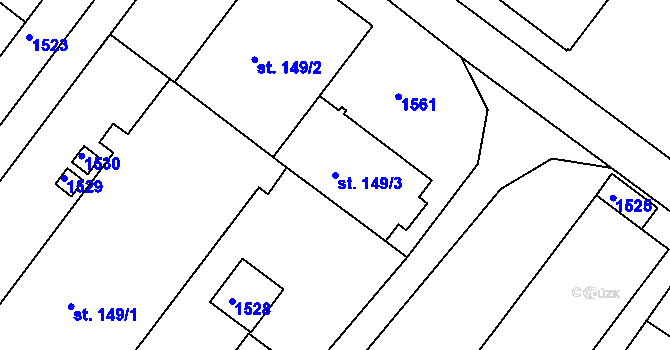 Parcela st. 149/3 v KÚ Tavíkovice, Katastrální mapa