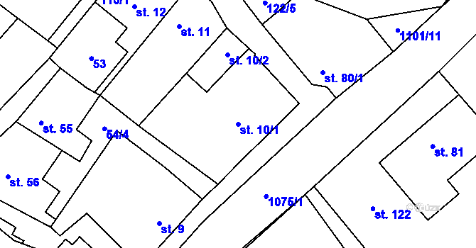 Parcela st. 10/1 v KÚ Tavíkovice, Katastrální mapa