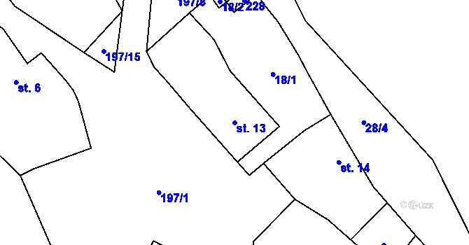 Parcela st. 13 v KÚ Ohrazenice u Tažovic, Katastrální mapa