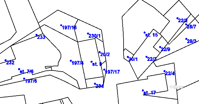 Parcela st. 20/2 v KÚ Ohrazenice u Tažovic, Katastrální mapa