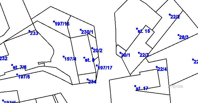 Parcela st. 20/3 v KÚ Ohrazenice u Tažovic, Katastrální mapa