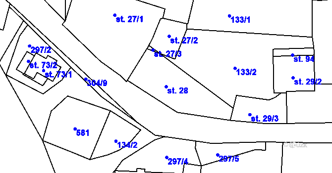 Parcela st. 28 v KÚ Tažovice, Katastrální mapa