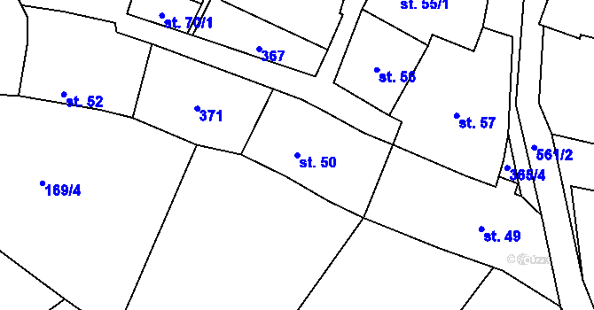 Parcela st. 50 v KÚ Tažovice, Katastrální mapa