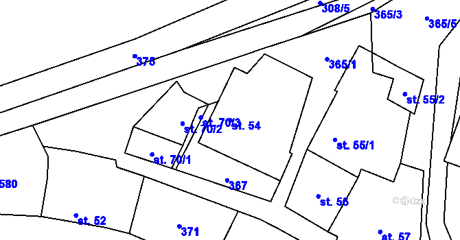 Parcela st. 54 v KÚ Tažovice, Katastrální mapa