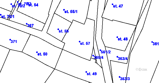 Parcela st. 57 v KÚ Tažovice, Katastrální mapa