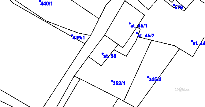 Parcela st. 58 v KÚ Tažovice, Katastrální mapa