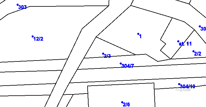 Parcela st. 2/3 v KÚ Tažovice, Katastrální mapa