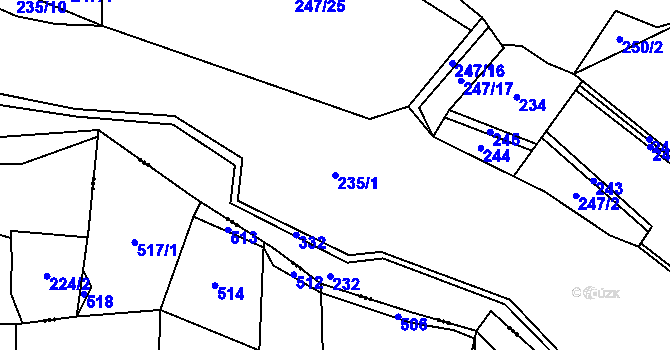 Parcela st. 235/1 v KÚ Tažovice, Katastrální mapa