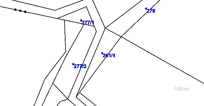 Parcela st. 261/1 v KÚ Tažovice, Katastrální mapa