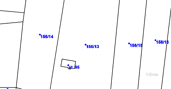 Parcela st. 156/13 v KÚ Tažovice, Katastrální mapa