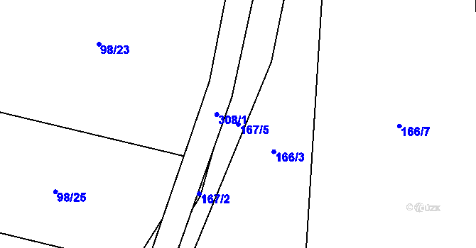 Parcela st. 167/5 v KÚ Tažovice, Katastrální mapa