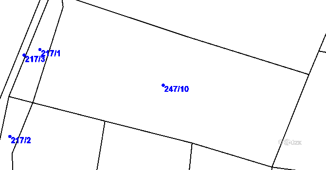 Parcela st. 247/10 v KÚ Tažovice, Katastrální mapa