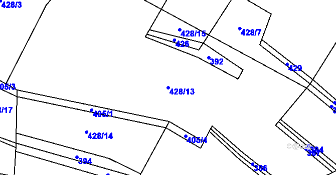 Parcela st. 428/13 v KÚ Tažovice, Katastrální mapa