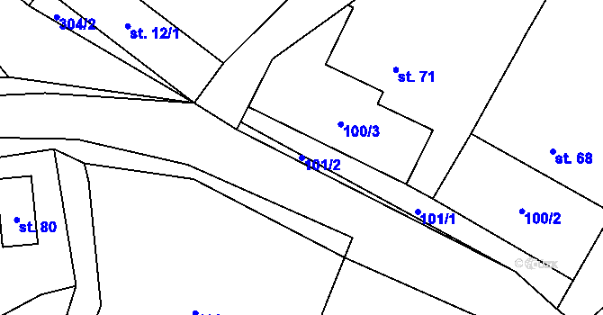 Parcela st. 101/2 v KÚ Tažovice, Katastrální mapa
