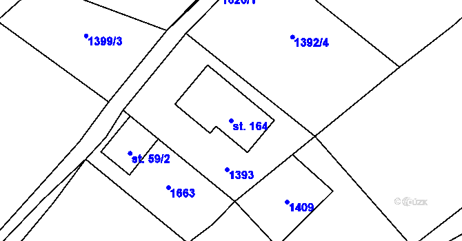 Parcela st. 164 v KÚ Tehov, Katastrální mapa