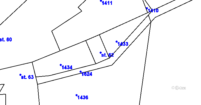 Parcela st. 62 v KÚ Tehov, Katastrální mapa