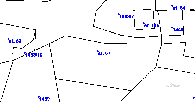 Parcela st. 67 v KÚ Tehov, Katastrální mapa