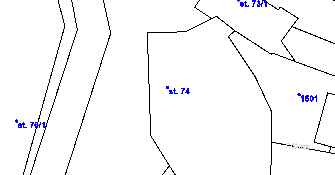 Parcela st. 74 v KÚ Tehov, Katastrální mapa