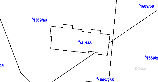 Parcela st. 143 v KÚ Tehov, Katastrální mapa