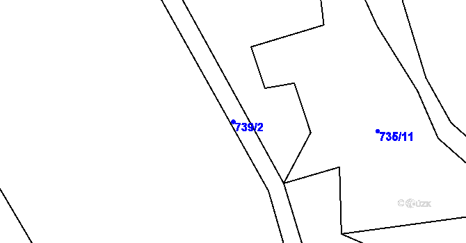 Parcela st. 739/2 v KÚ Tehov, Katastrální mapa