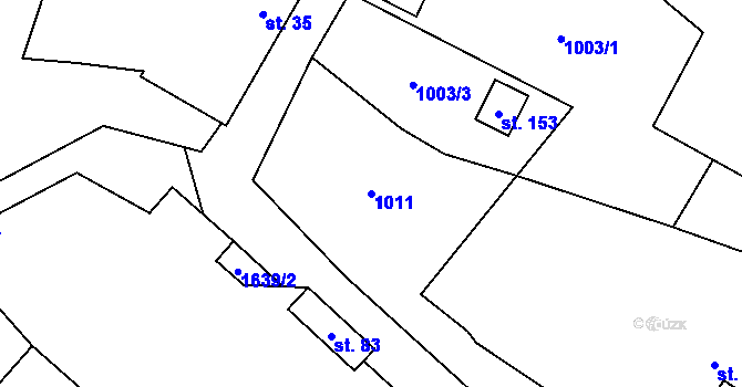 Parcela st. 1011 v KÚ Tehov, Katastrální mapa