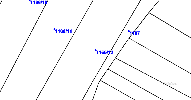Parcela st. 1166/12 v KÚ Tehov, Katastrální mapa