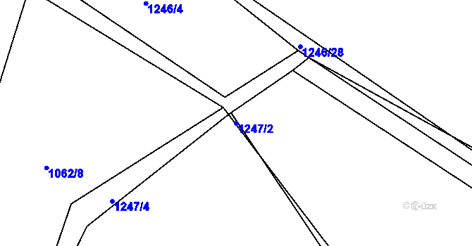 Parcela st. 1247/2 v KÚ Tehov, Katastrální mapa