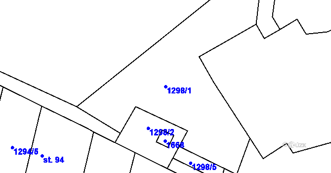 Parcela st. 1298/1 v KÚ Tehov, Katastrální mapa
