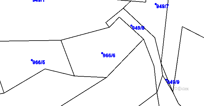 Parcela st. 966/6 v KÚ Tehov, Katastrální mapa