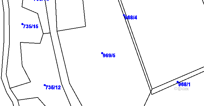 Parcela st. 969/5 v KÚ Tehov, Katastrální mapa