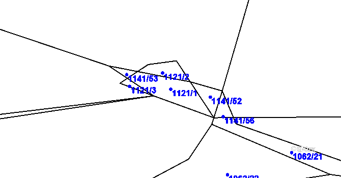 Parcela st. 1121/1 v KÚ Tehov, Katastrální mapa
