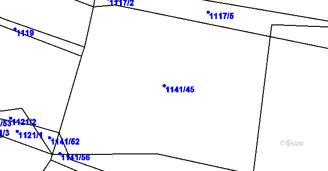 Parcela st. 1141/45 v KÚ Tehov, Katastrální mapa