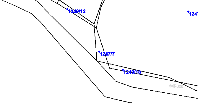 Parcela st. 1247/7 v KÚ Tehov, Katastrální mapa