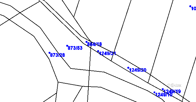 Parcela st. 1249/21 v KÚ Tehov, Katastrální mapa