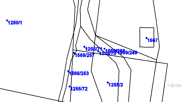 Parcela st. 1255/70 v KÚ Tehov, Katastrální mapa