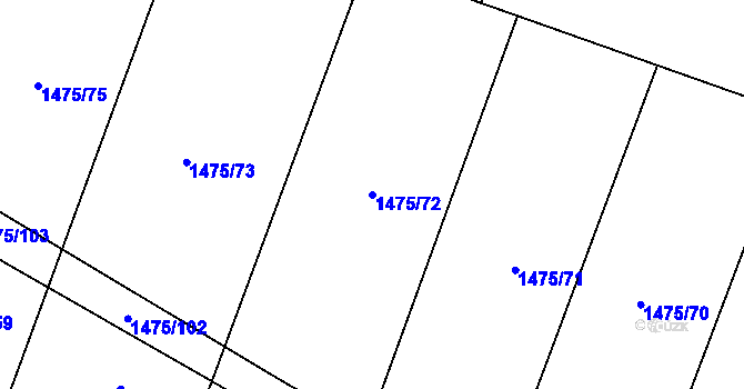 Parcela st. 1475/72 v KÚ Tehov, Katastrální mapa