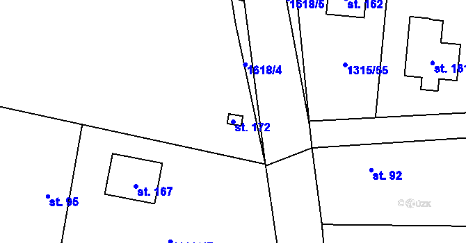 Parcela st. 172 v KÚ Tehov, Katastrální mapa