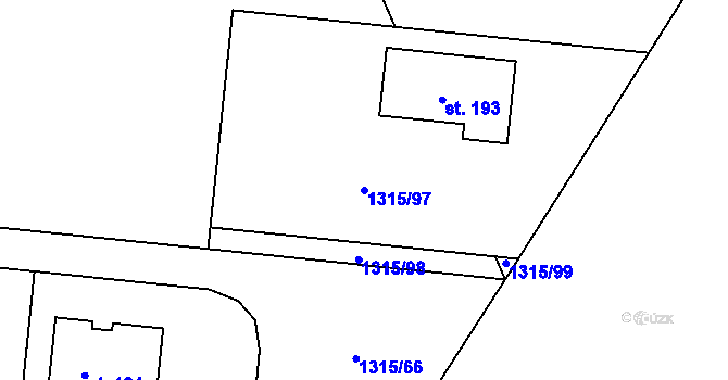 Parcela st. 1315/97 v KÚ Tehov, Katastrální mapa