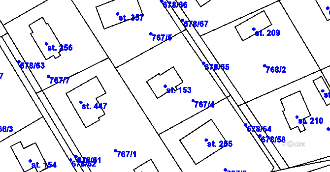 Parcela st. 153 v KÚ Tehov u Říčan, Katastrální mapa